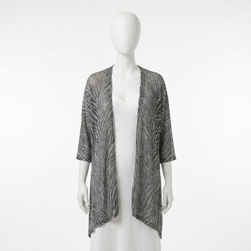 NEW R&M RICHARDS open front sheer cardigan in black